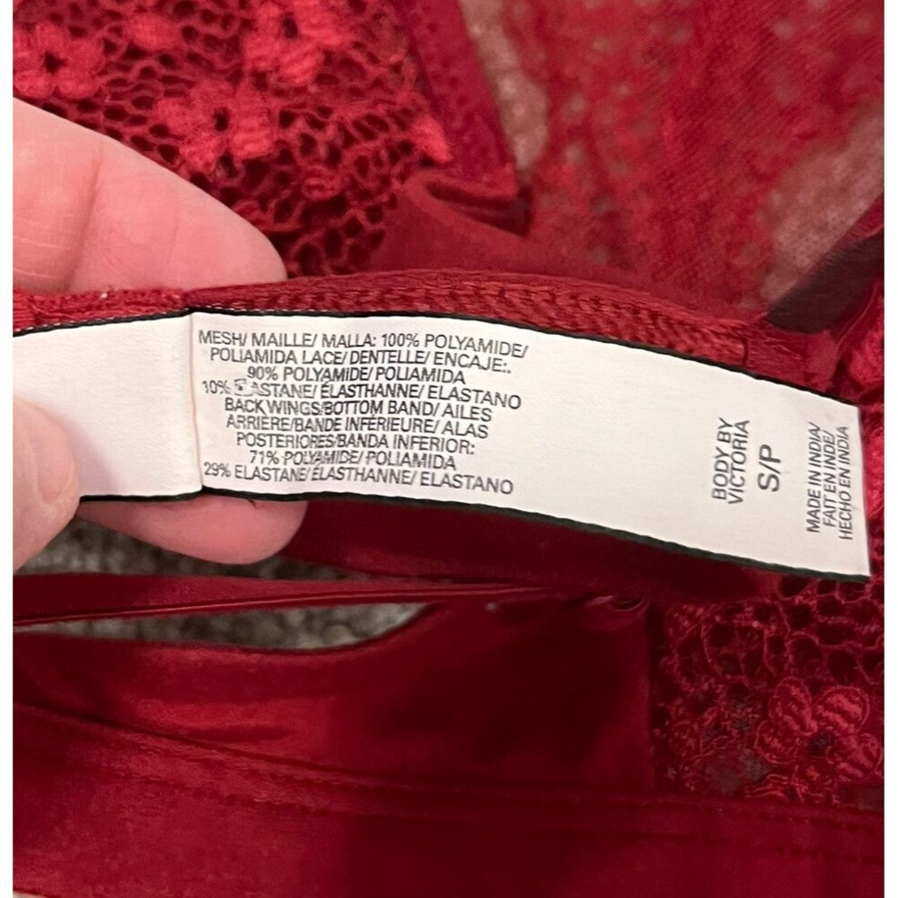 Victorias Secret Lace Halter Bralette Bra Size Small Dark Red Body By Victoria - Picture 4 of 5